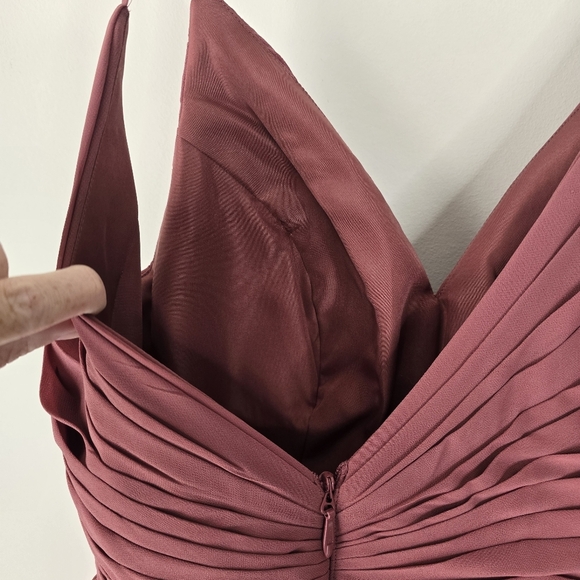 NWT Azazie Serena Chiffon Bridesmaid Dress Desert Rose Size C (10/12) Pockets - Picture 9 of 16